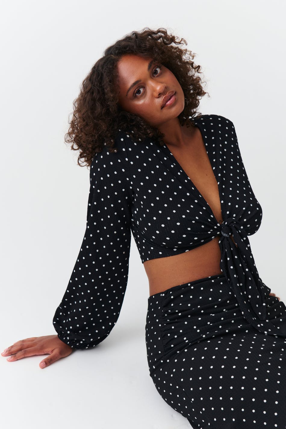 Tie front top - Noir