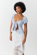 Tie top - Cream dot aop