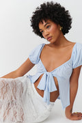 Tie top - Cream dot aop