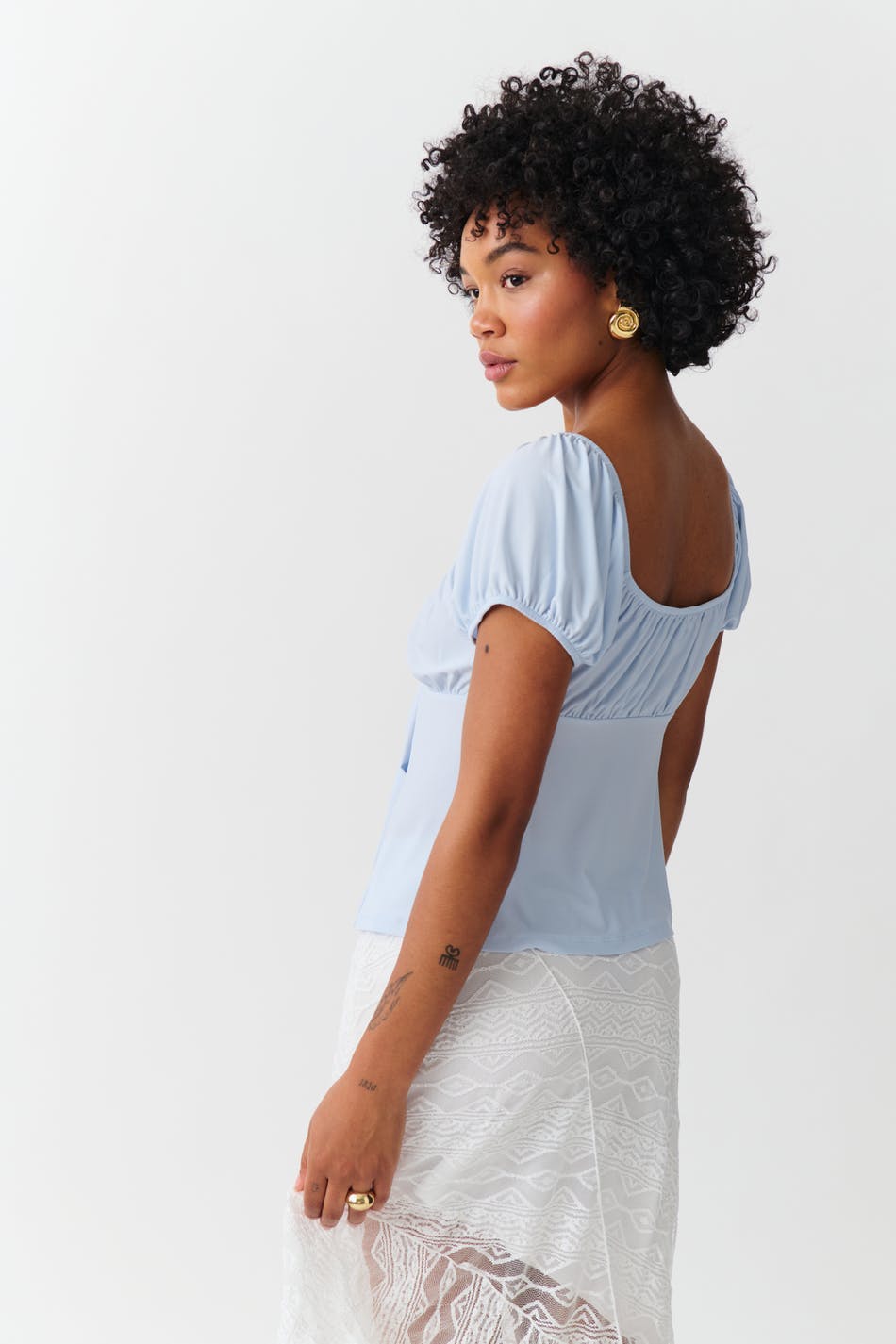 Tie top - Cream dot aop