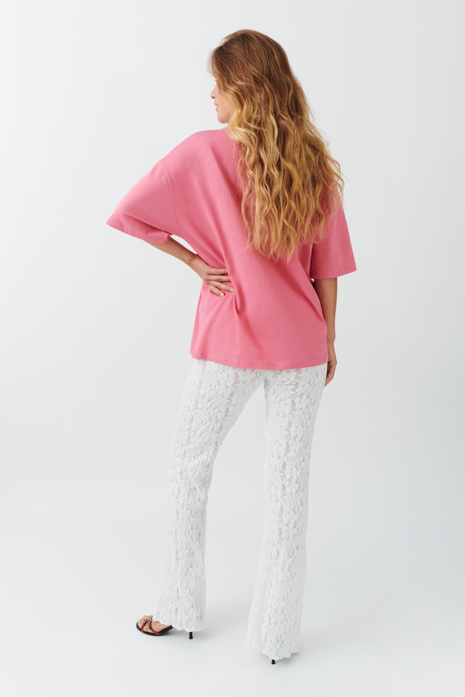 Lace flare trousers - Blanc cassé