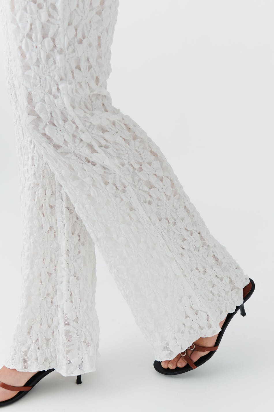 Lace flare trousers - Blanc cassé