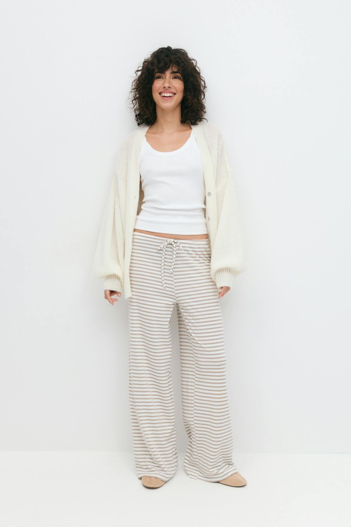 Striped soft trousers - White/blue