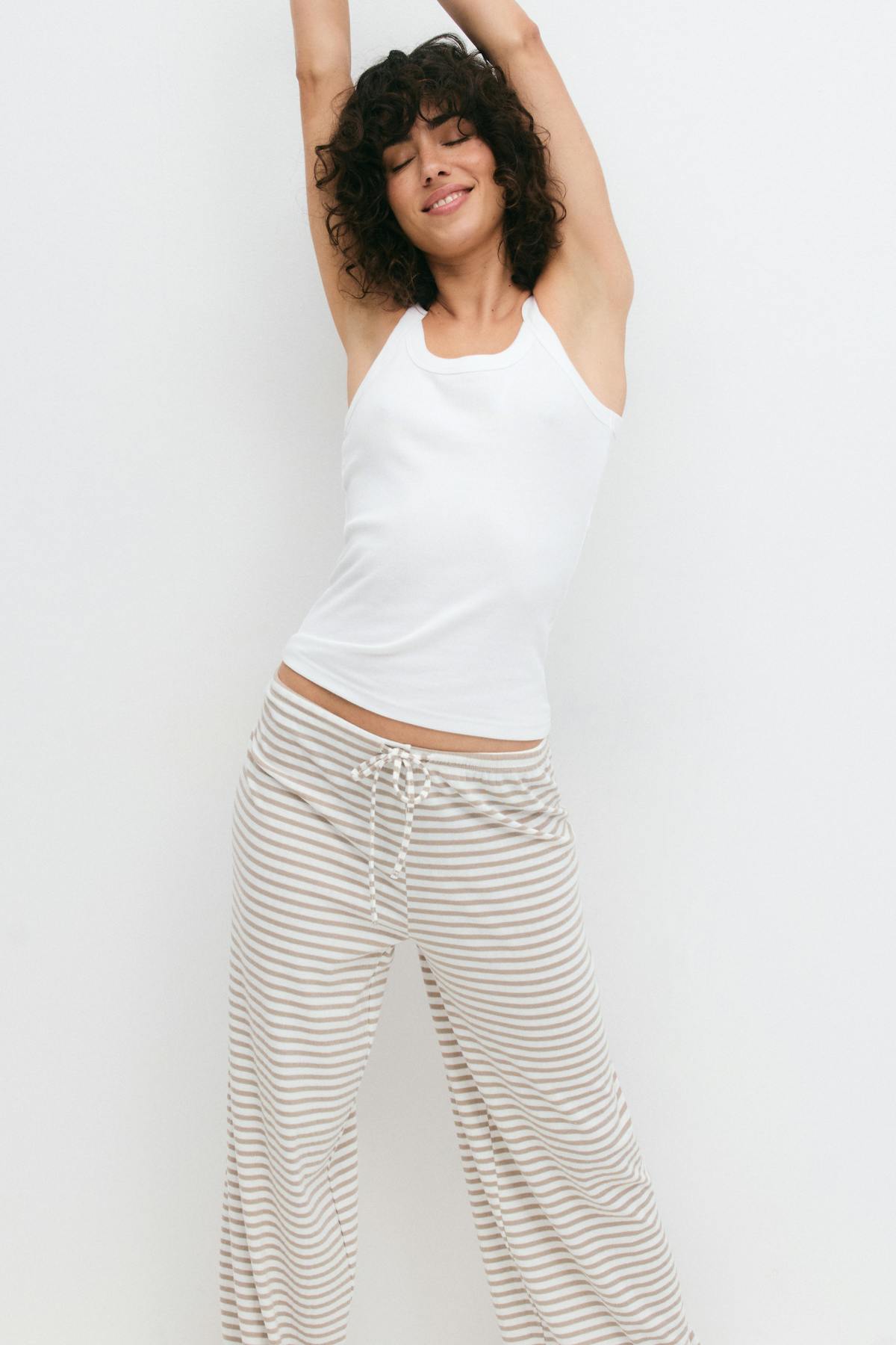 Striped soft trousers - White/blue