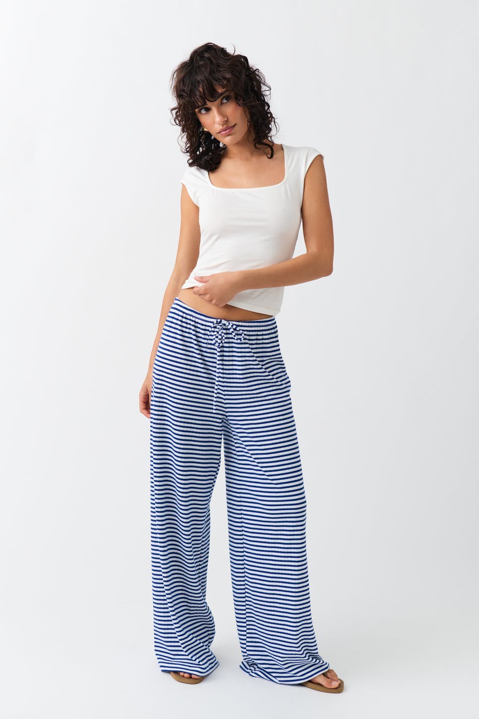 Striped soft trousers - White/red