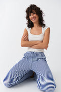 Striped soft trousers - White/red