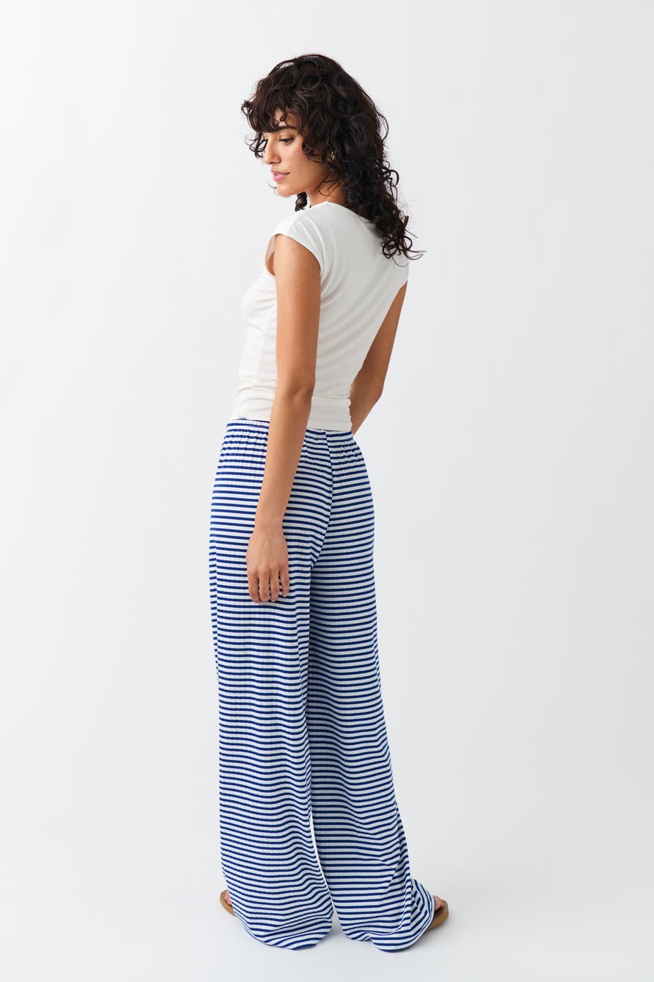 Striped soft trousers - White/red