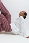 Striped soft trousers - White/beige str