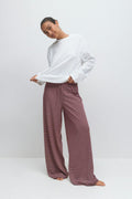 Striped soft trousers - White/beige str