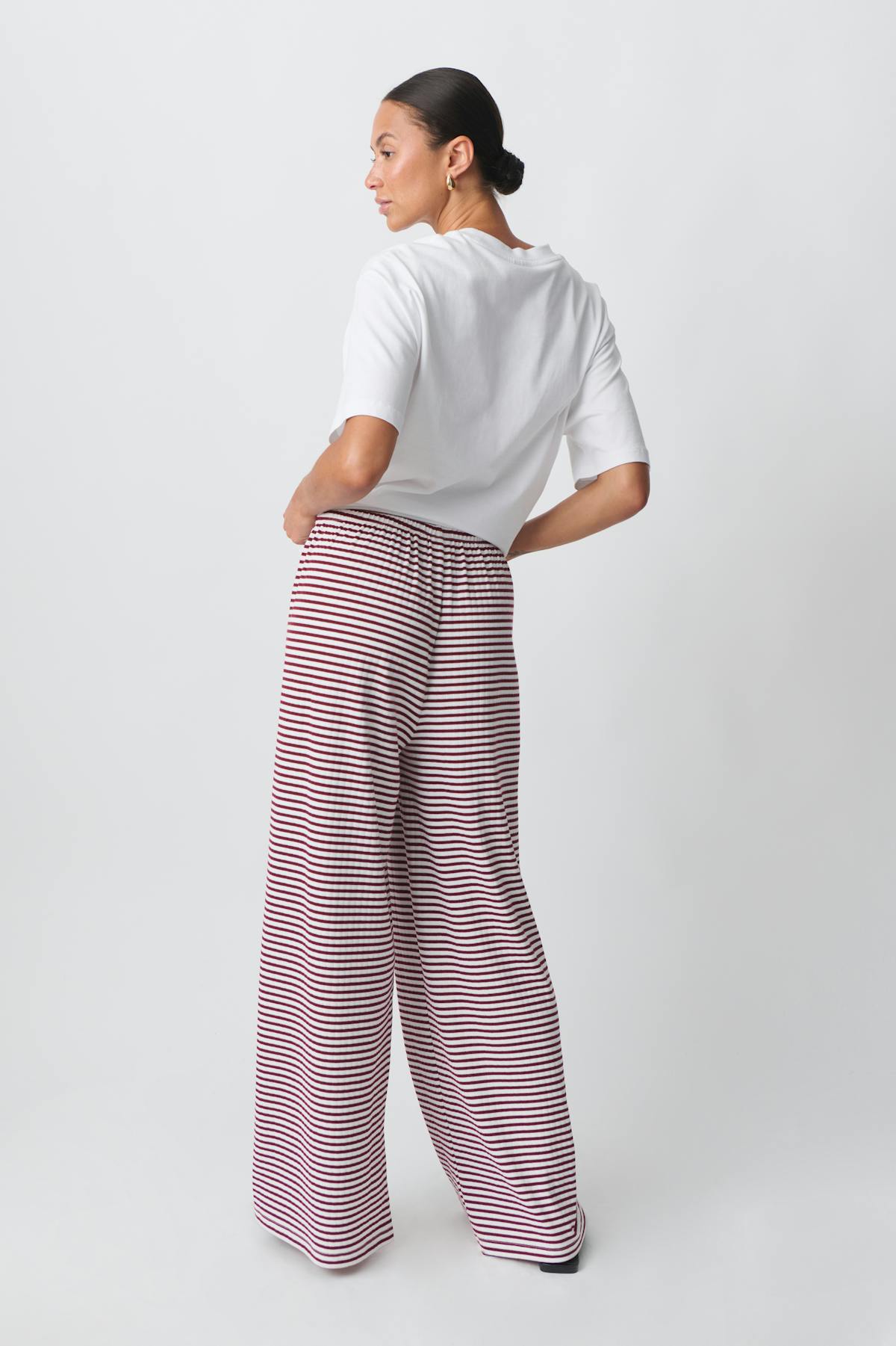 Striped soft trousers - White/red