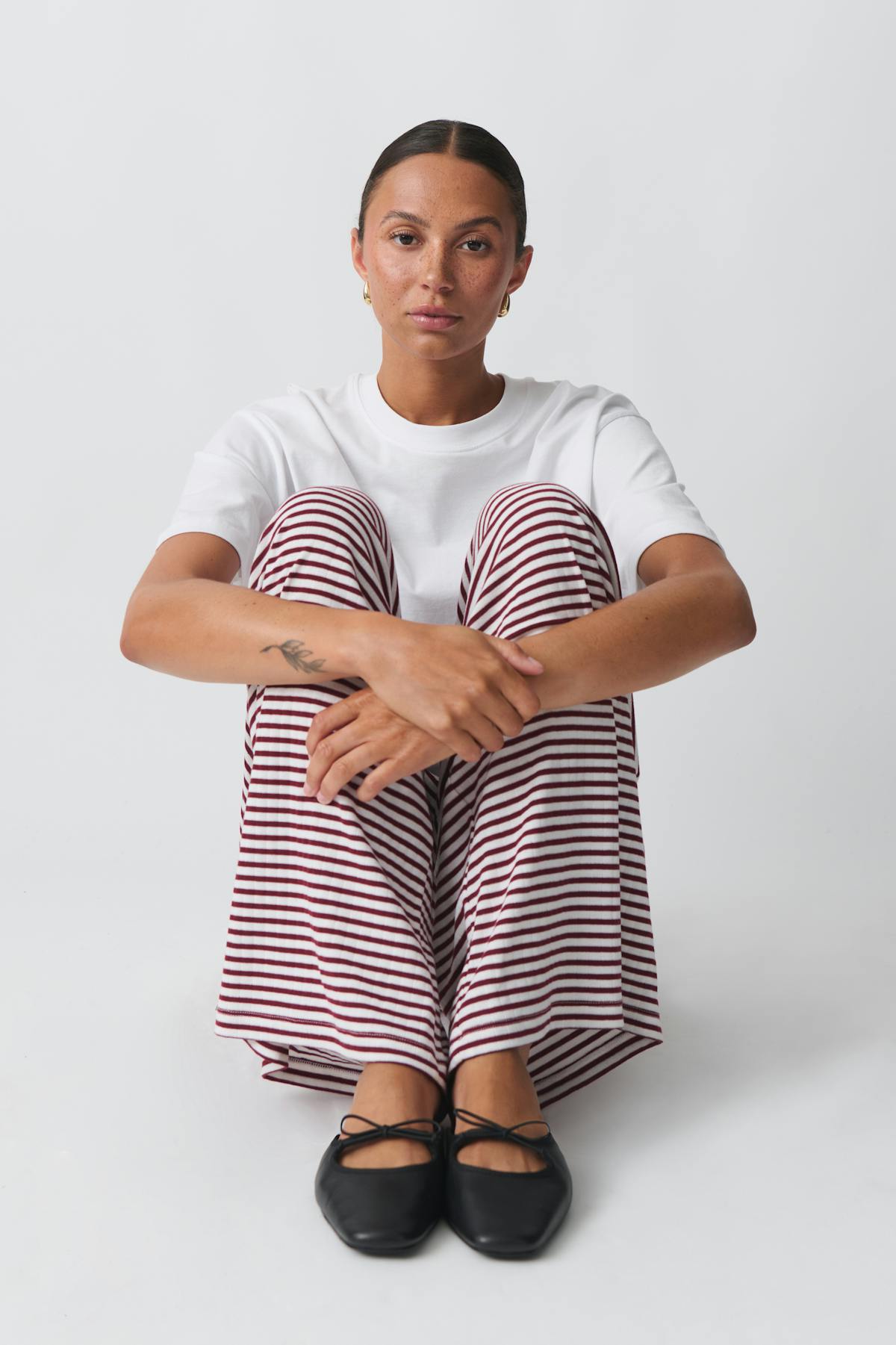 Striped soft trousers - White/red