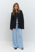 Striped soft trousers - Burgundy/white