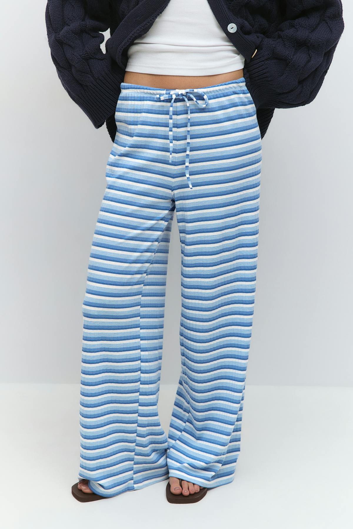 Striped soft trousers - Burgundy/white