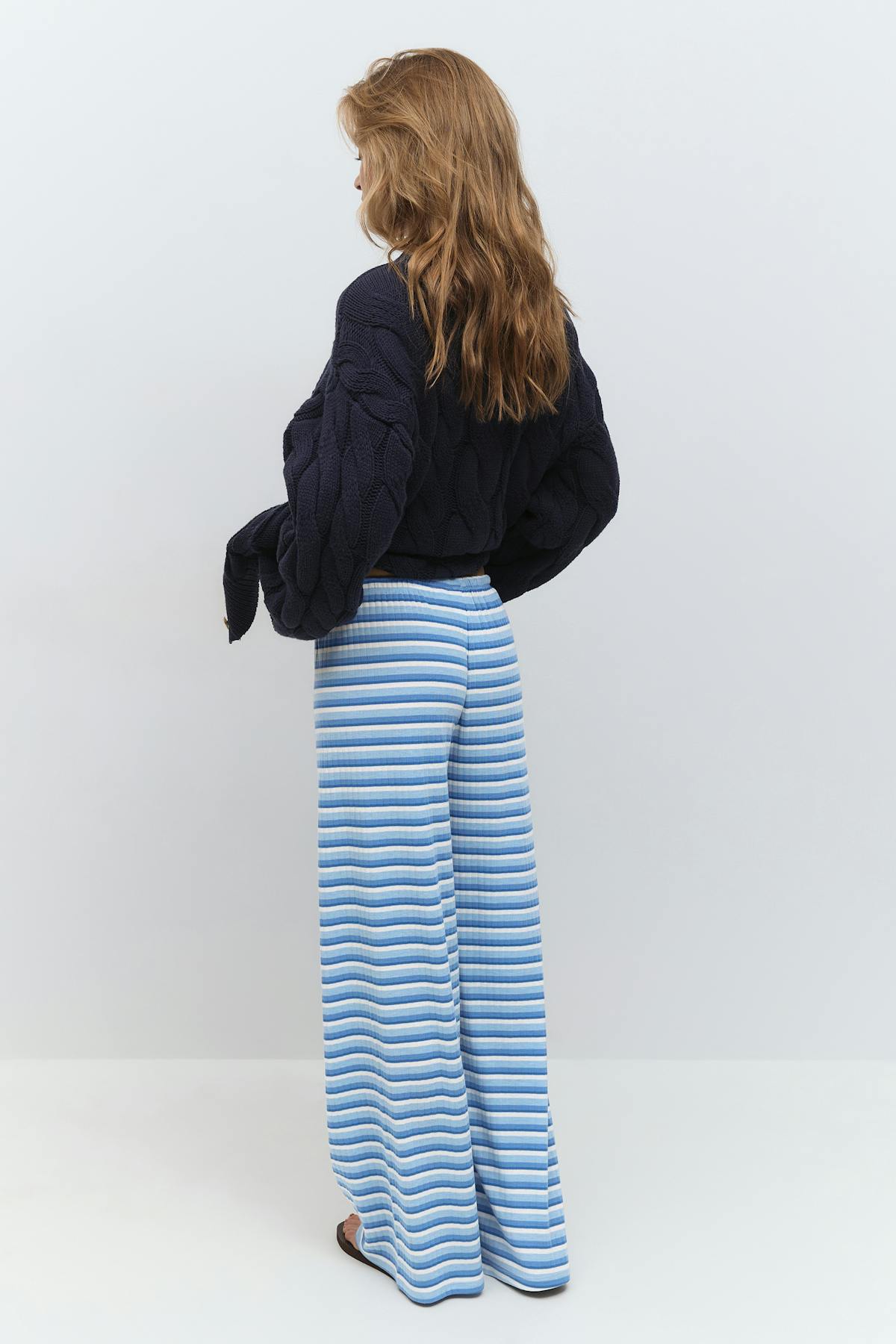 Striped soft trousers - Burgundy/white