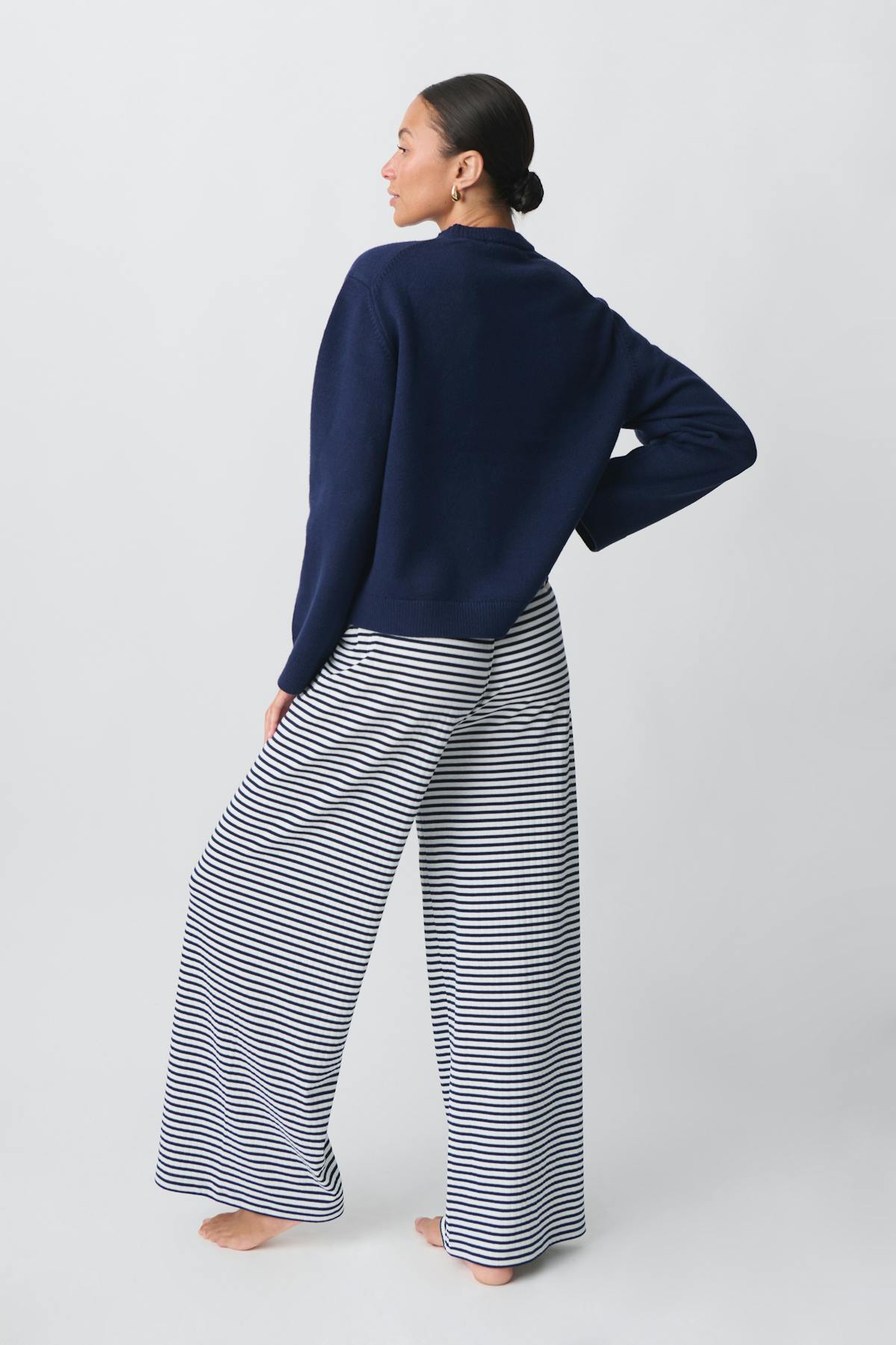 Striped soft trousers - White/blue