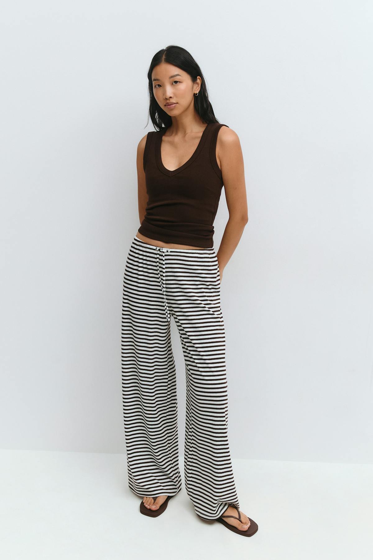 Striped soft trousers - Navy/white