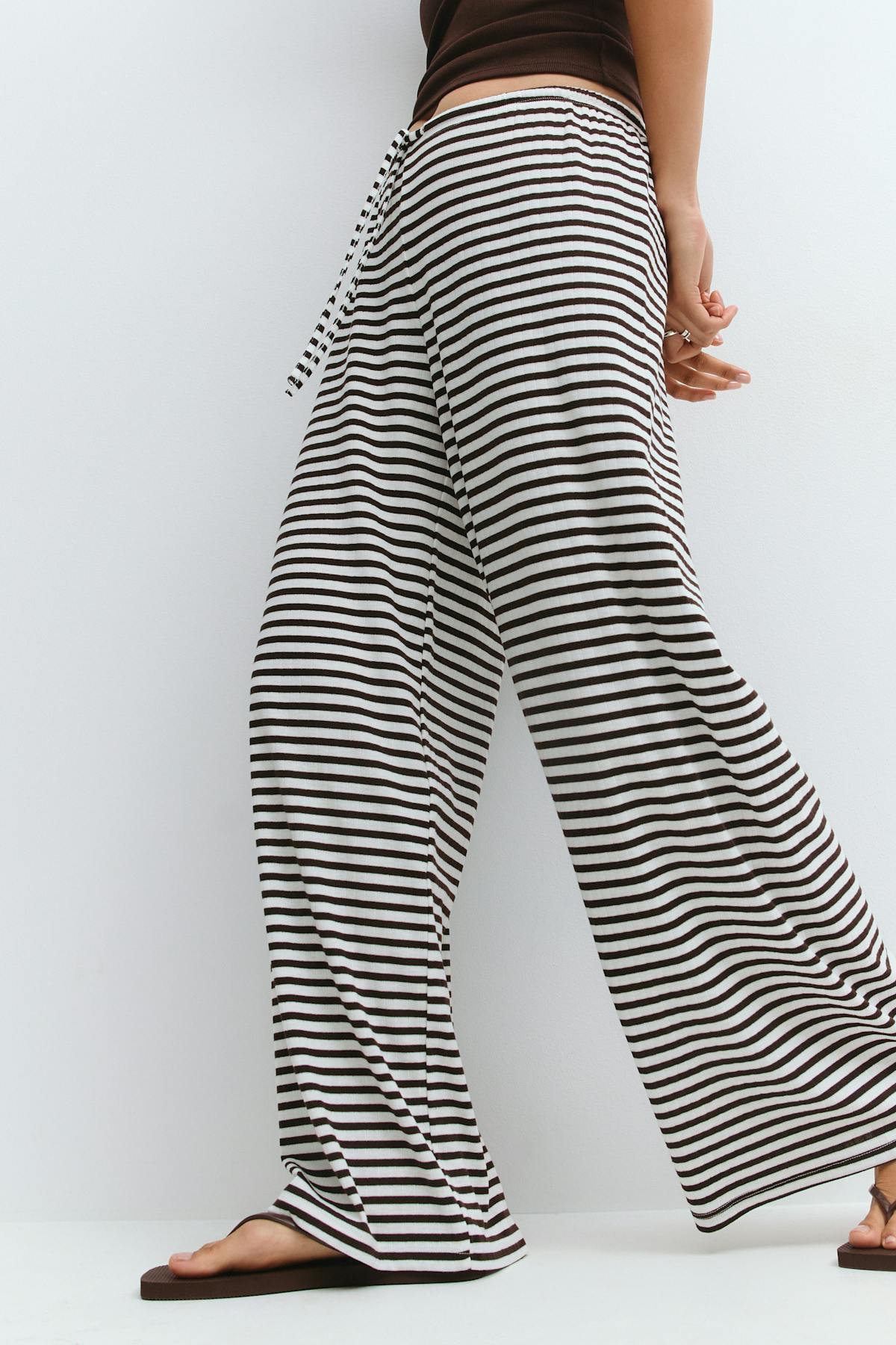 Striped soft trousers - Navy/white