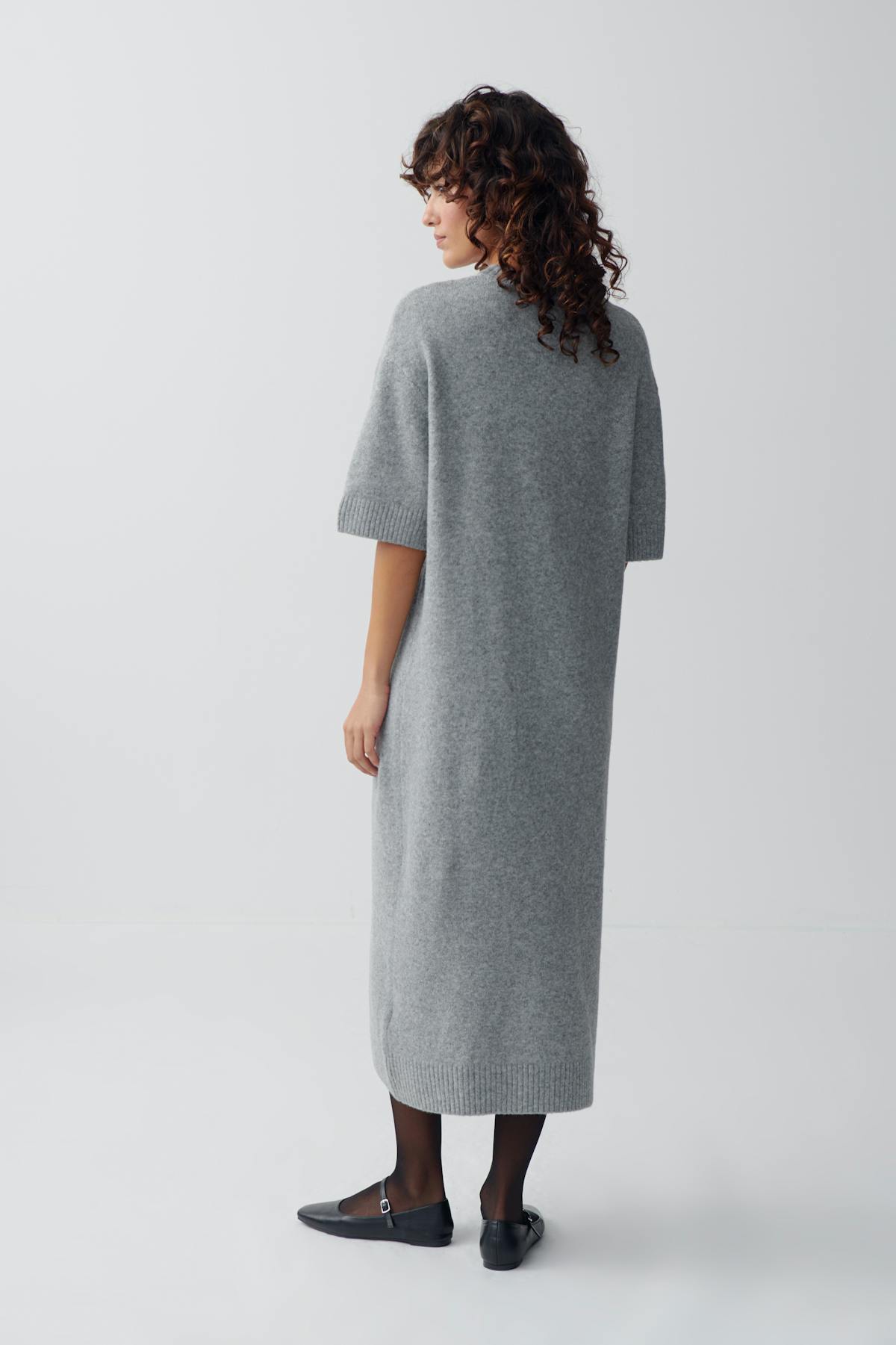 Knitted t-shirt dress - Mid grey mel