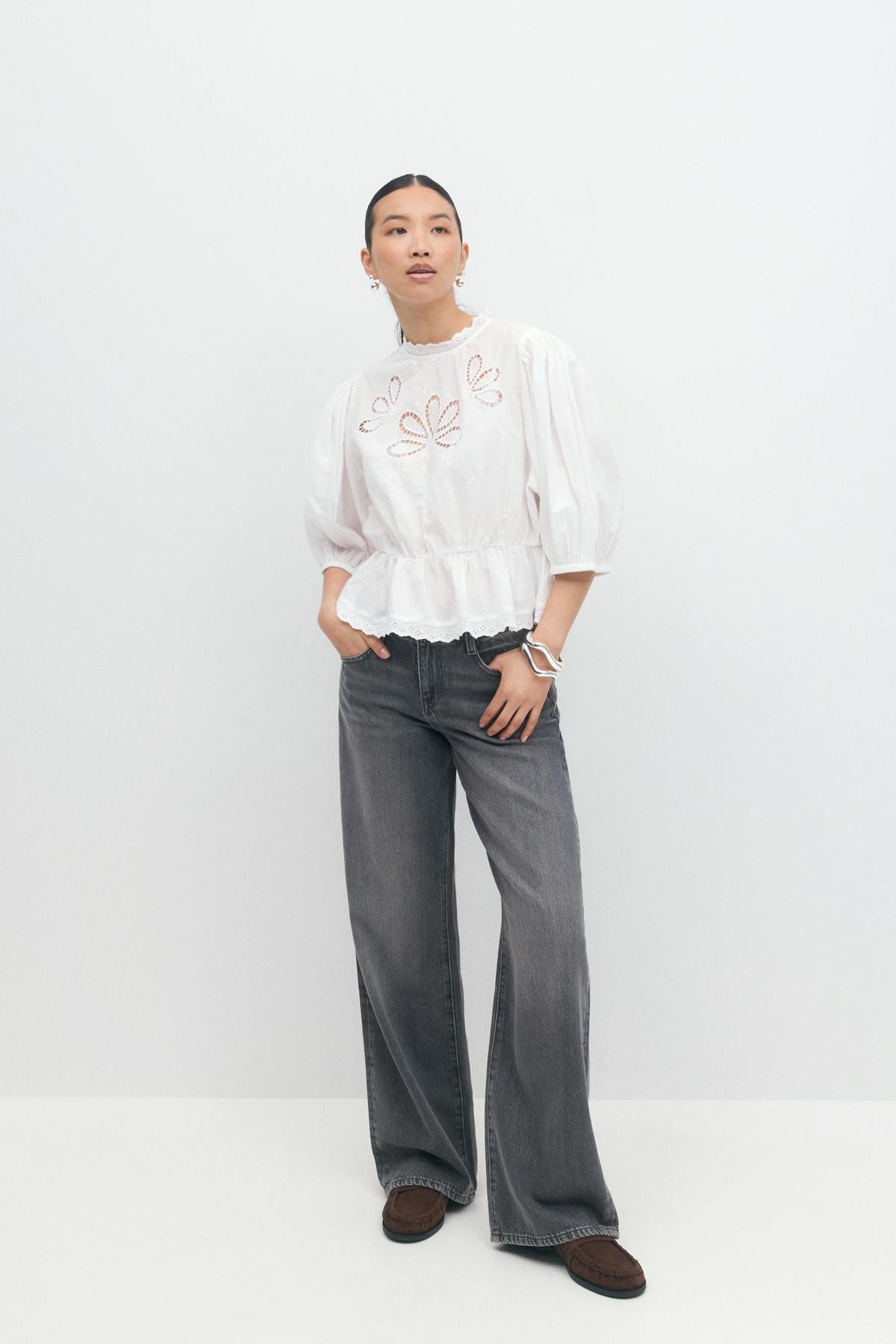 Boho peplum blouse - Blanc
