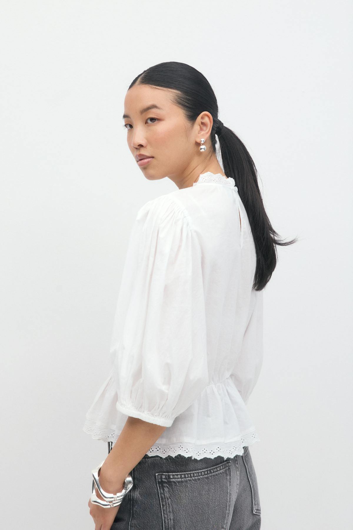 Boho peplum blouse - Blanc