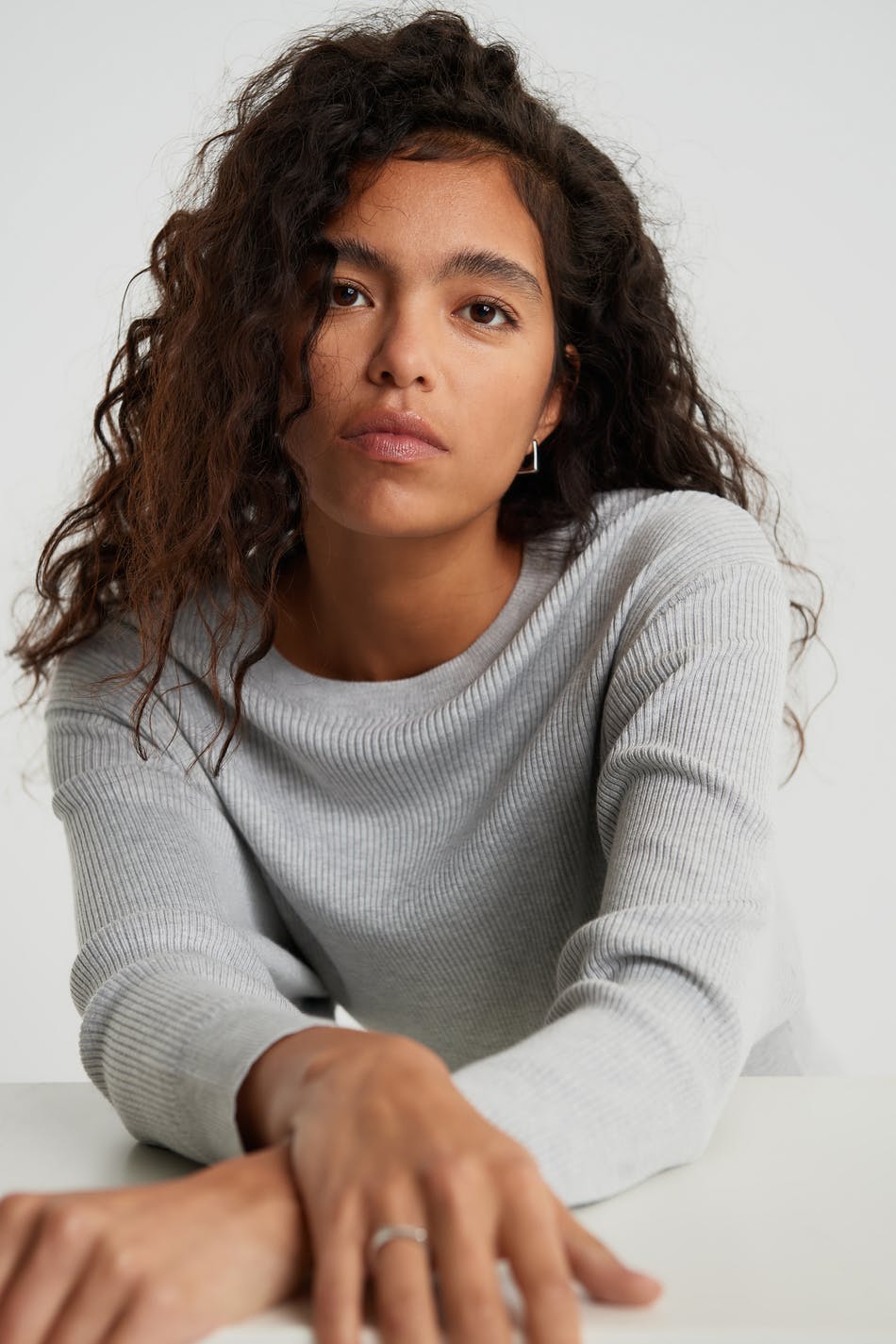 Greta knitted sweater - Lt greymelange
